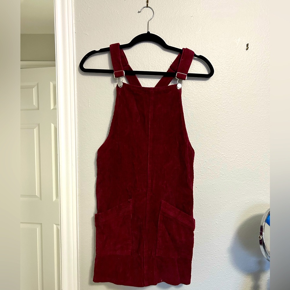 Altar'd State Corduroy Overall Short Mini Dress Burgundy Women’s Size Medium